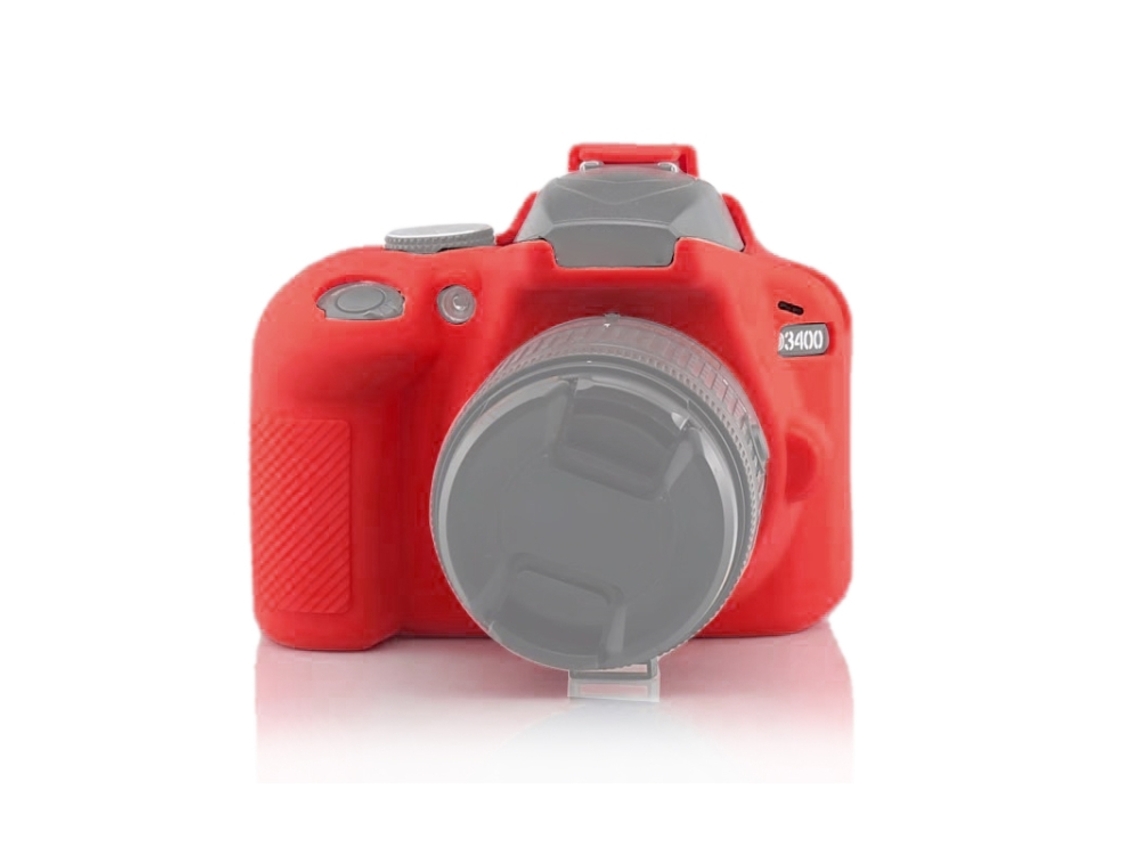 Funda protectora de silicona suave para Nikon D3400/D3300, color rojo, Zruxe