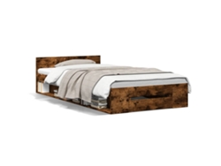 Maison Exclusive - Cama Con Cajón Madera De Ingeniería Roble Ahumado 90x190 Cm