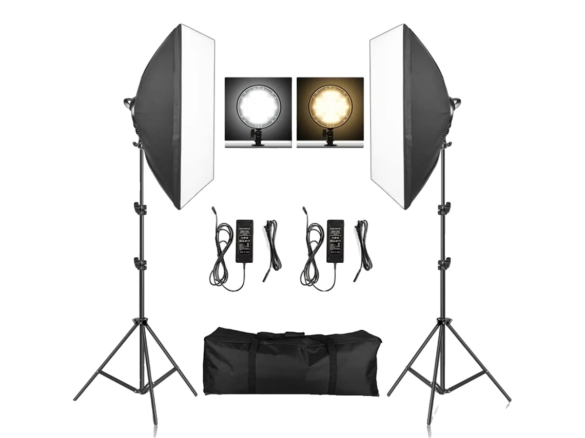 Kit de iluminación para fotografía, softbox, trípode de 2 m