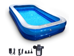 - Piscina Inflable Para Familias Sobre El Suelo Con Bomba De Aire Al Libre Tamaño Completo (azul)