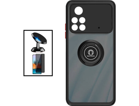 Kit Carcasa Anti Choque Camera Protection + Protector de Pantalla 5D Anti-Spy + Soporte Magnético de Coche para Xiaomi Poco X4 Pro 5G PHONECARE Rosa