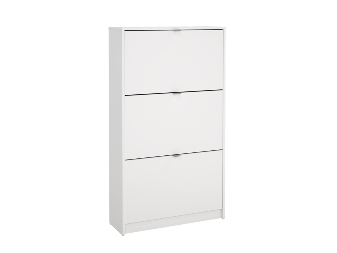 Zapatero Wellhome Adaja con 3 compartimentos para 18 pares de zapatos, 70x24x123cm, color blanco.