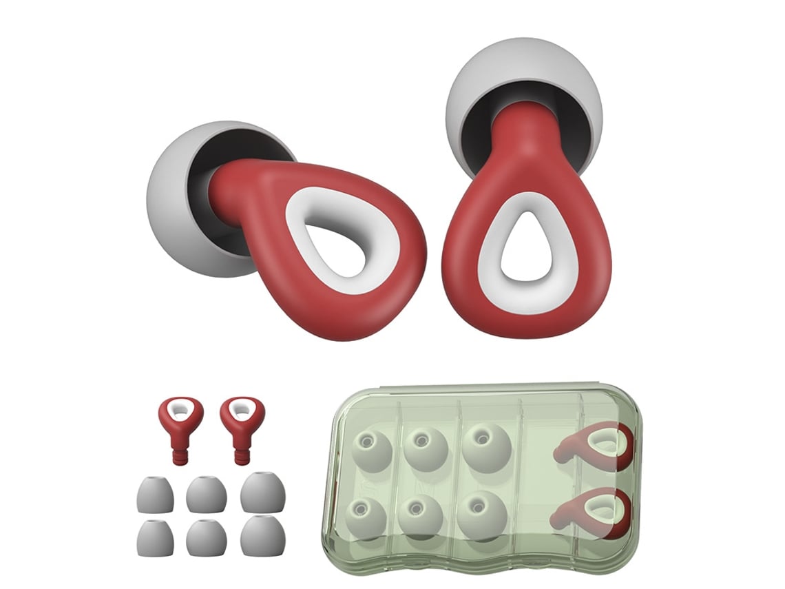 Tapones para los oídos de silicona Yuysan con reducción de ruido, resistentes al agua para nadar y dormir, tamaño completo ES300, color rojo.