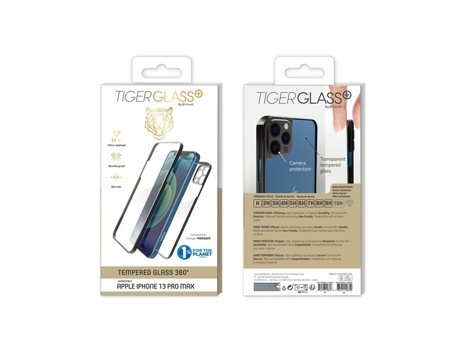 Protector de Pantalla Ultrafine para iPhone 13 Pro Max TIGER Vidrio Templado Negro