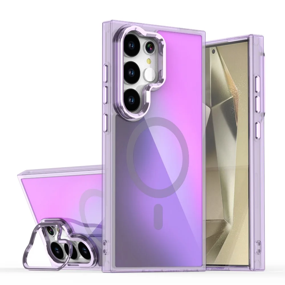 (galaxy A14, Morado) Funda Protectora Magnética Magsafe Para Samsung Con Soporte De Repuesto