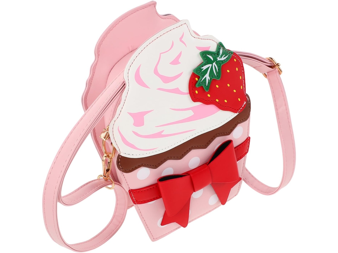 Bolso Bandolera Con Diseño De Fresa Para Niñas En Piel Sintética Con Lazo, Bolso Pequeño Y Bonito Con Correa Para El Hombro.