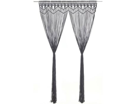vidaXL Cortina de macramé algodón gris antracita 140x240 cm