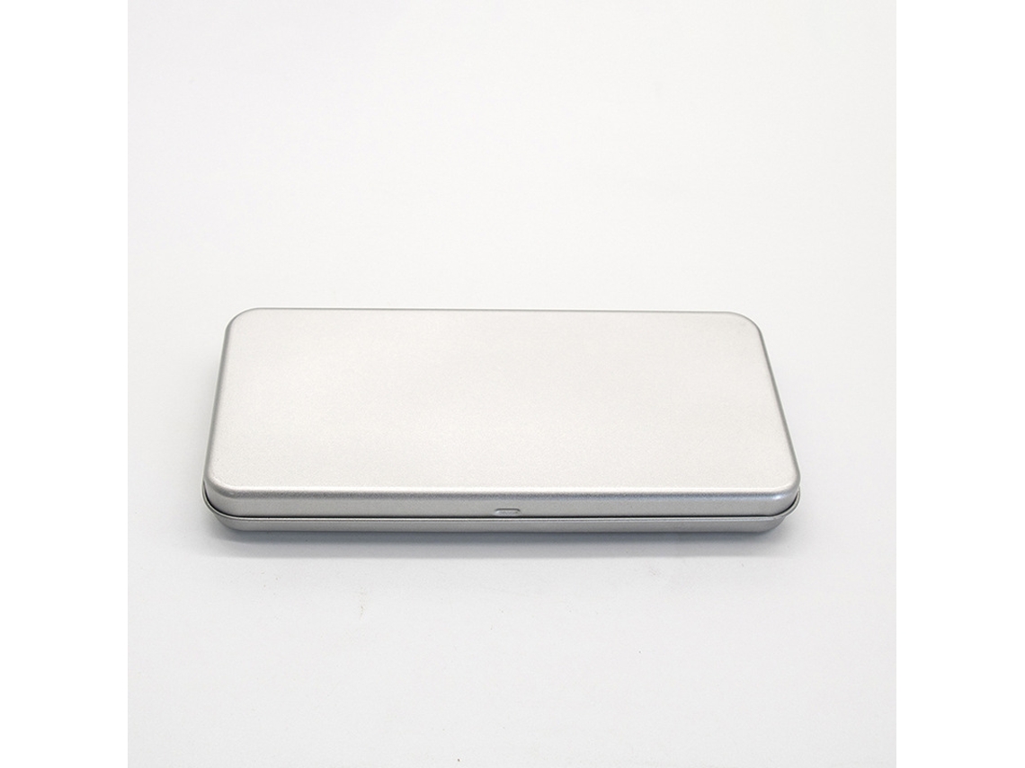 Caja Rectangular De Hojalata Plateada   Modelo 2