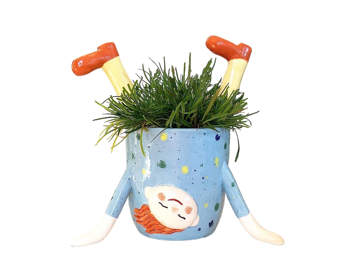 Bonita Maceta De Resina Para Plantas Suculentas, Decorativa, Para Oficina, Con Diseño De Personaje De Dibujos Animados.