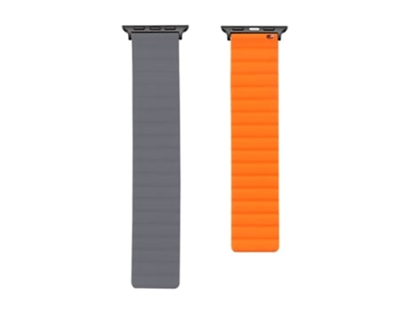 Correa de reloj de silicona magnética para Apple Watch Series 7 de 45 mm / 6 y SE y 5 y 4 de 44 mm / 3 y 2 y 1 de 42 mm (gris + naranja)