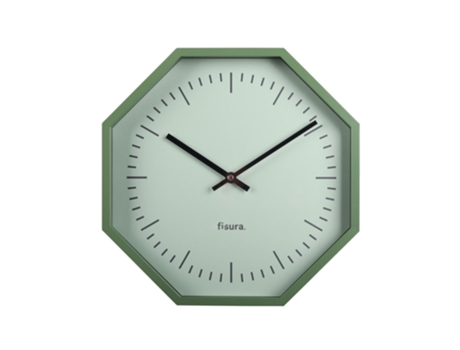 FISURA Reloj de Pared Original Octogonal Verde Reloj de Cocina Moderno Reloj de pared verde 30 cm de diámetro ABS y Cristal 1 Pila AA