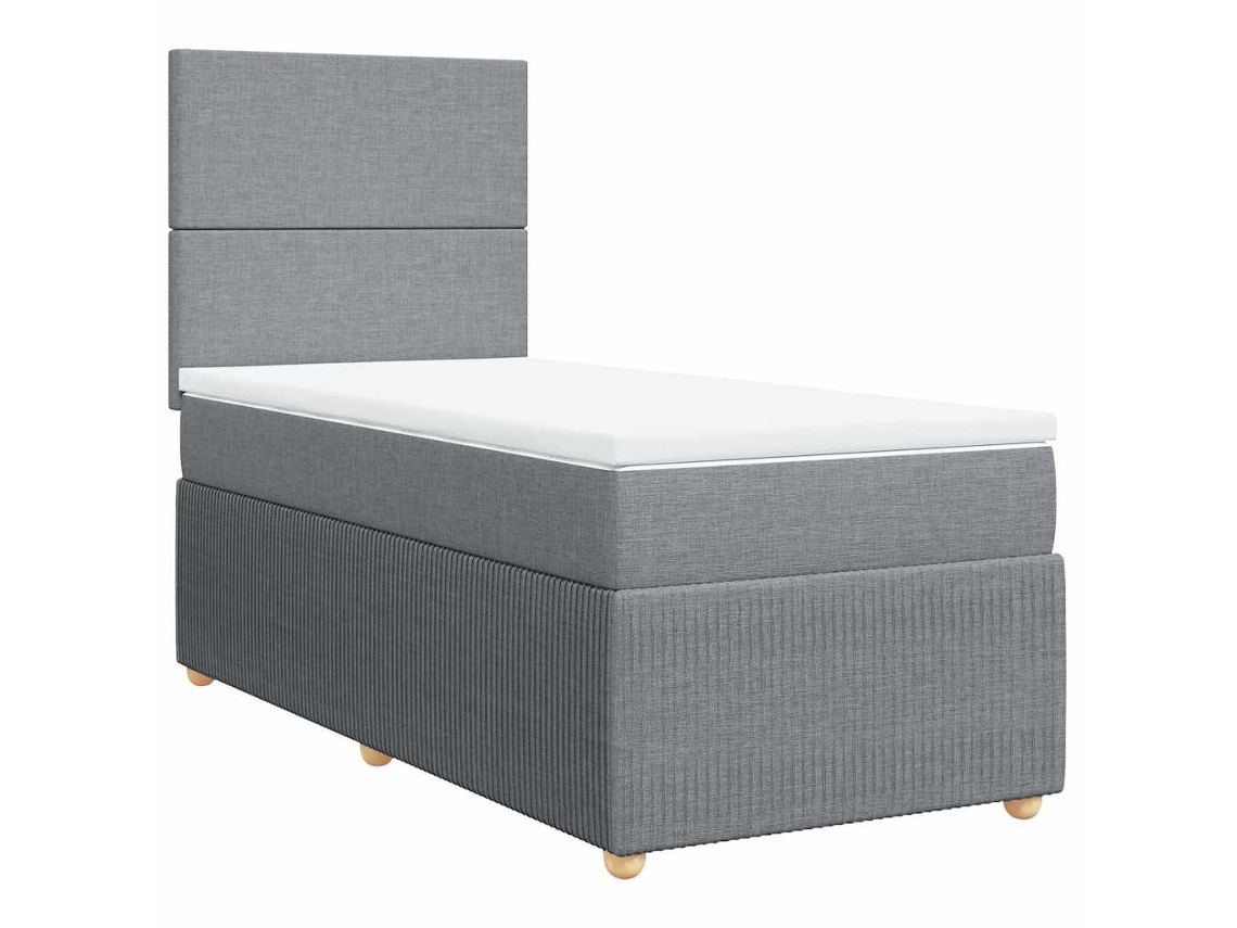 Maison Exclusive - Cama Box Spring Con Colchón Tela Gris Claro 90x190 Cm