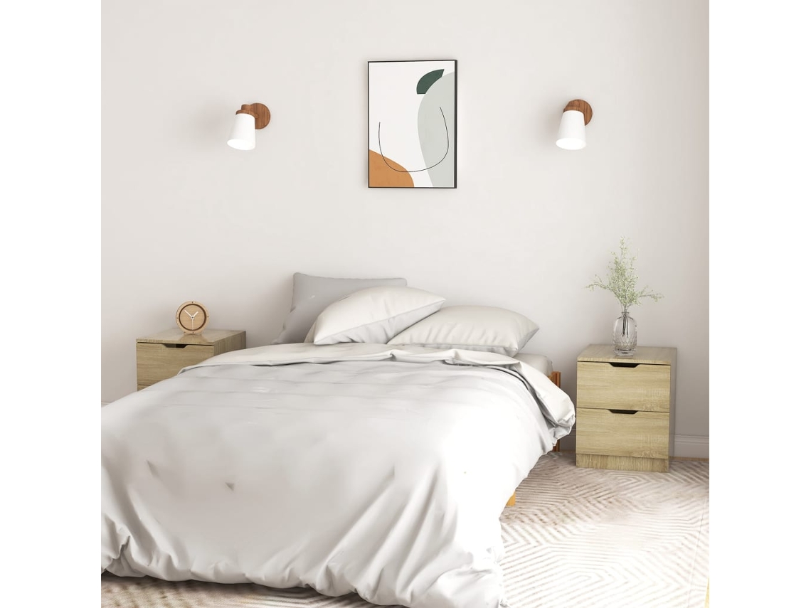 Mesas Cabeceira LOVELY HOME Mesinha 2Pcs 40X40X50Cm Contraplacado Carvalho Sonoma