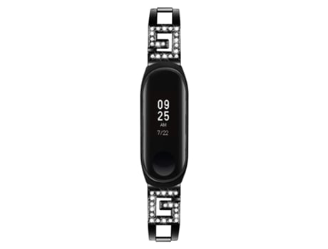 Correa de acero inoxidable decoración de diamantes de imitación para Xiaomi Mi Band 3/Band 4 - negro