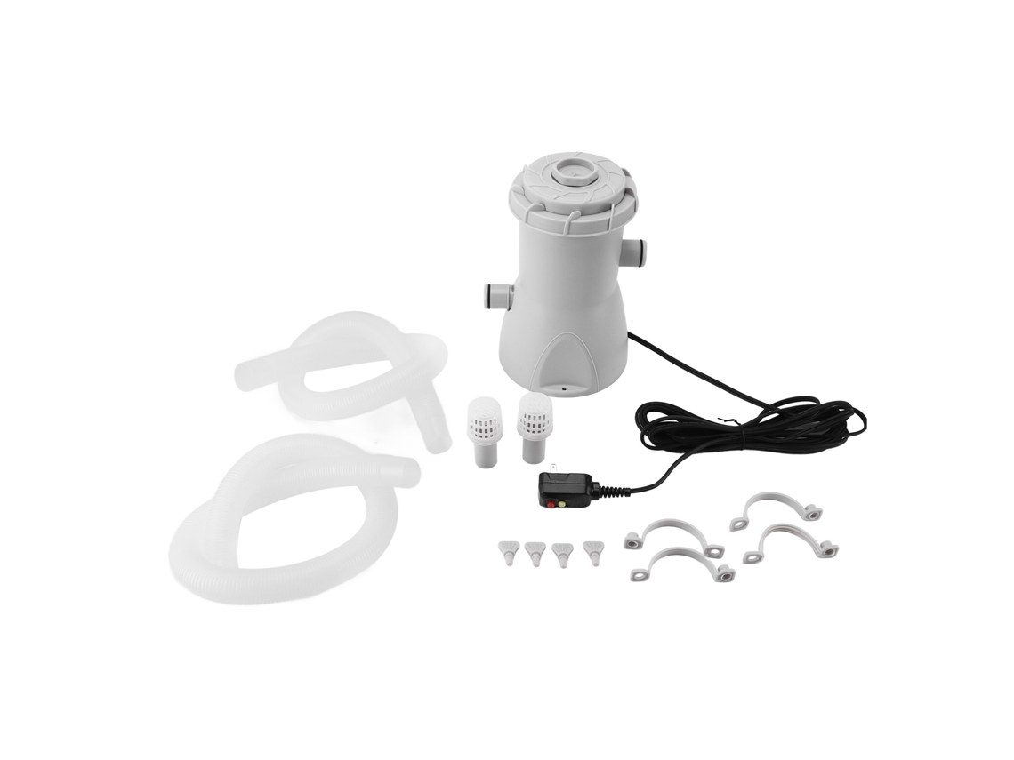 Bomba de filtro para piscina de 800 galones y 110 V con cartucho desmontable y enchufe USB.