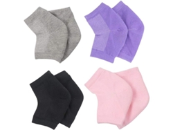 Calcetines Hidratantes De Gel De Silicona, Alivian La Presión En El Talón, 4 Pares: Morado + Gris + Negro + Rosa