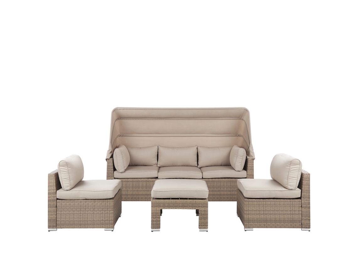Conjunto de jardín 5 plazas modular de ratán color natural beige BELIANI Coccolia