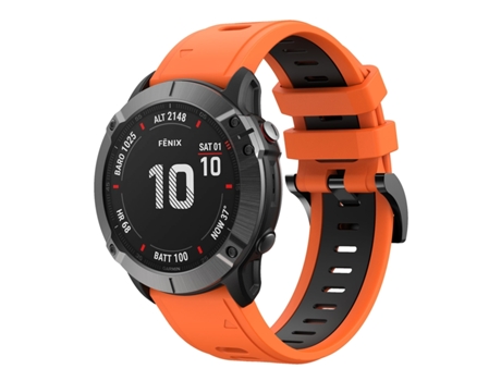 Correa Smartwatch para Garmin Fenix 6X Zafiro 26mm Silicona Deportiva Bicolor (Naranja + Negro)