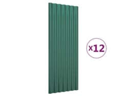 Conjunto 12 Panel de tejado VIDAXL Verde Acero