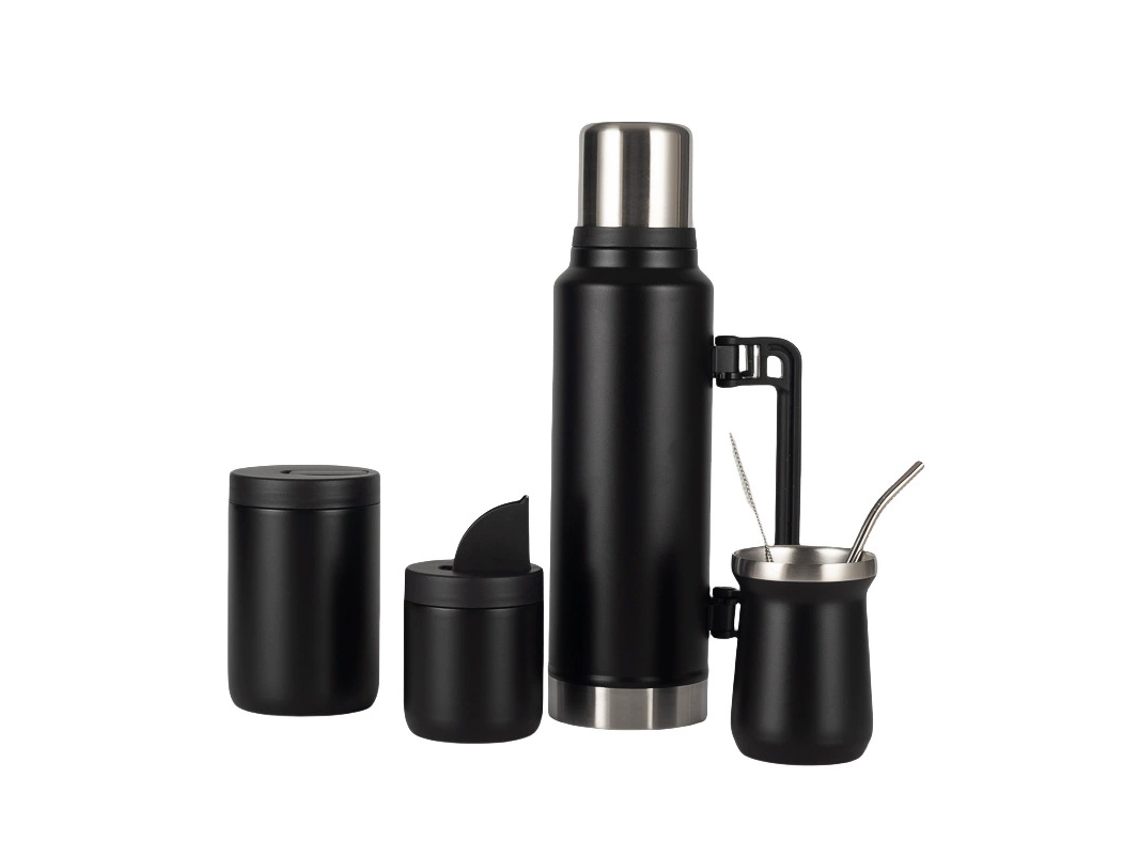 Termo EIFSON de 1200 ml, de acero inoxidable, con asa (negro).