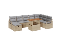 Conjunto 9 De Sofás De Jardín De Vidaxl Con Cojines Poliratán Beige