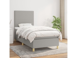 Cama Box Spring Con Colchón Tela Gris Claro 100x200 Cm