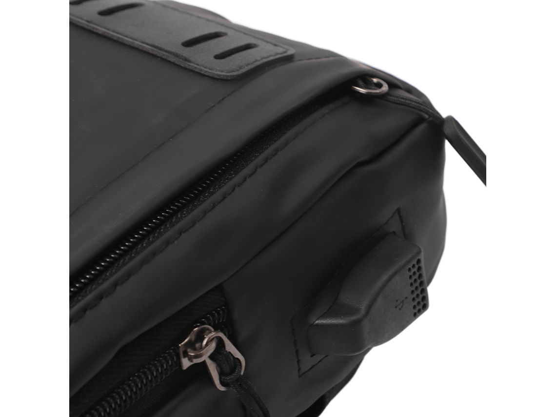 Bolso Bandolera Ligero Para Hombre Con Puerto Usb Para Senderismo, Viajes Y Actividades Al Aire Libre - Negro