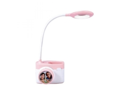 Lámpara de mesa con ventilador Lámpara de mesa recargable con puerto de carga USB Portalápices, 3 atenuaciones D continuas (rosa)