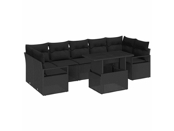 Maison Exclusive - Conjunto De Sofá De Jardín 8 Pcs Negro Ratán Sintético