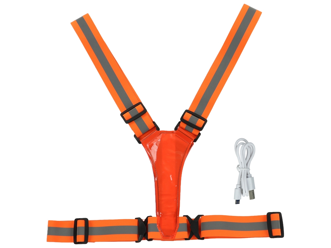 Chaleco Reflectante Ajustable Con Carga Usb Para Adultos, Ideal Para Correr, Caminar, Andar En Bicicleta Y Actividades Al Aire Libre - Naranja