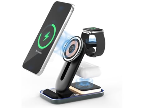 Estación de carga inalámbrica sin cables 3 en 1 de 15 W para iPhone 15 14 13 12 11 Pro Max/X/8, iWatch Ultra 8 7 6 5 4 3 2, AirPods Pro CHRONUS