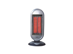 Estufa Eléctrica De Carbono 900w Negro Plata 2 Potencias Oscilante 2 Elementos Asa Antivuelco Termostato 60x30x30cm Fulgor