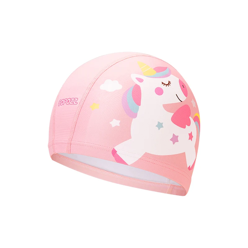 Gorro de natación infantil con estampado de unicornio, impermeable de PU con protección para las orejas MDUG | MDUG