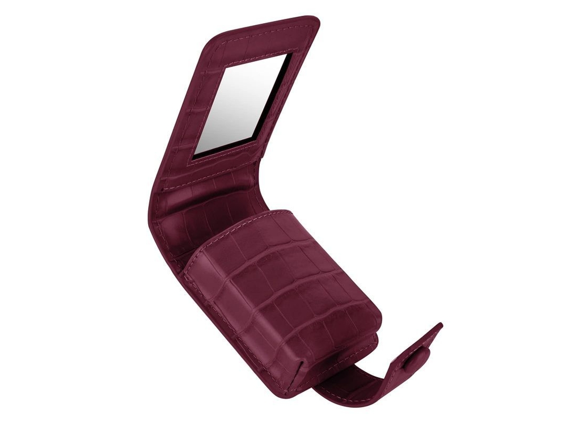 2026-estuche De Cuero Pu Suave Para Labiales Con Espejo Organizador De Maquillaje Viaje Rojo Vino