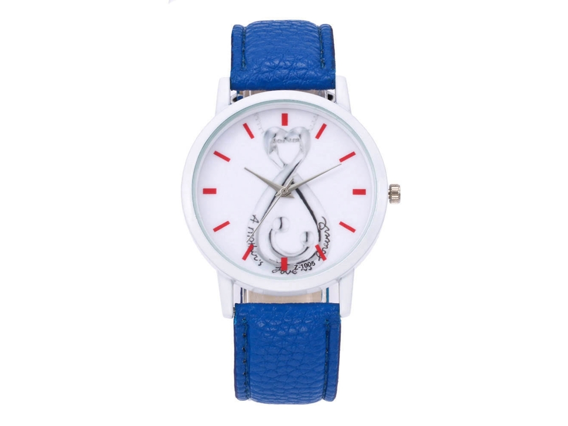 Reloj De Pulsera Unisex Con Correa De Piel Sintética Y Movimiento De Cuarzo (azul)