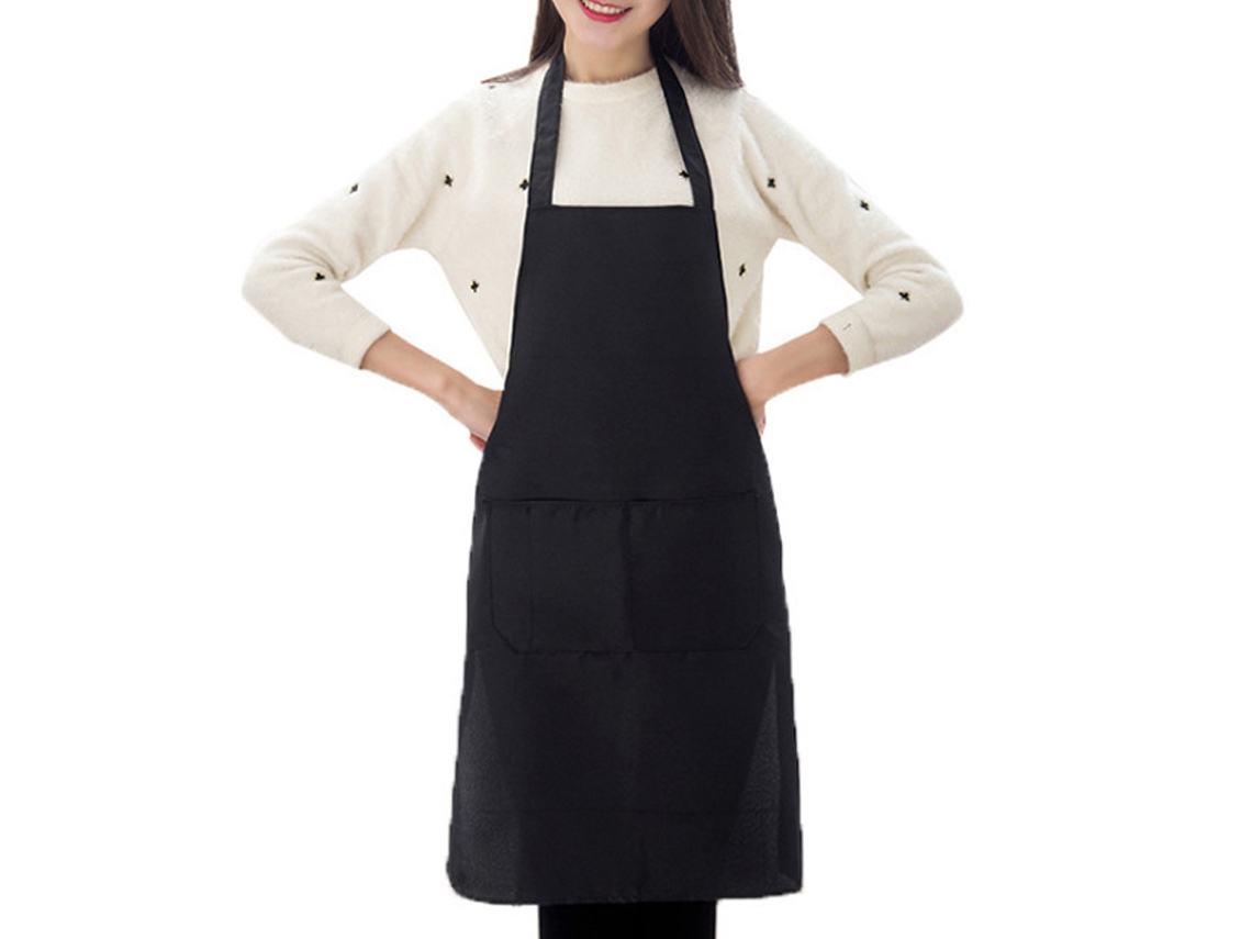 Delantal de cocina ajustable para mujer con bolsillos, delantal negro reforzado para hombre, delantal de cocina largo, regalo