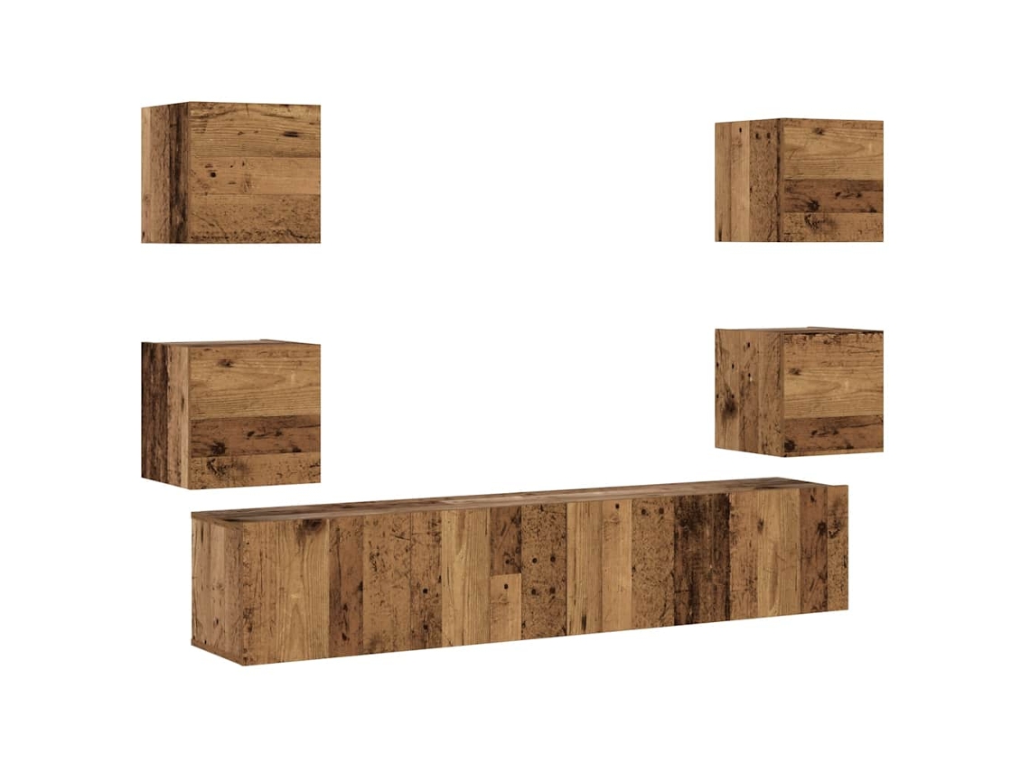Maison Exclusive - Muebles De Tv De Pared 6 Uds Madera Vieja Madera De Ingeniería