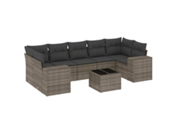 Conjunto de 8 sofás de jardín con cojines de mimbre y patas grises, MAISON EXCLUSIVE (8 piezas)