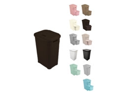 Cesto Ropa Sucia Pongotodo Con Tapa Y Asas | Cesta Colada Plástico Ratán | Cubo Ropa Sucia Ventilado | Baño Dormitorio | 38l/60l Wengué 60 Litros