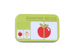 Tarjetas De Rompecabezas Para El Aprendizaje Cognitivo, Juguete Educativo Preescolar Con Caja De Hierro Y Frutas.