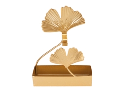 Porta incienso con diseño de dos hojas de gingo y espiral