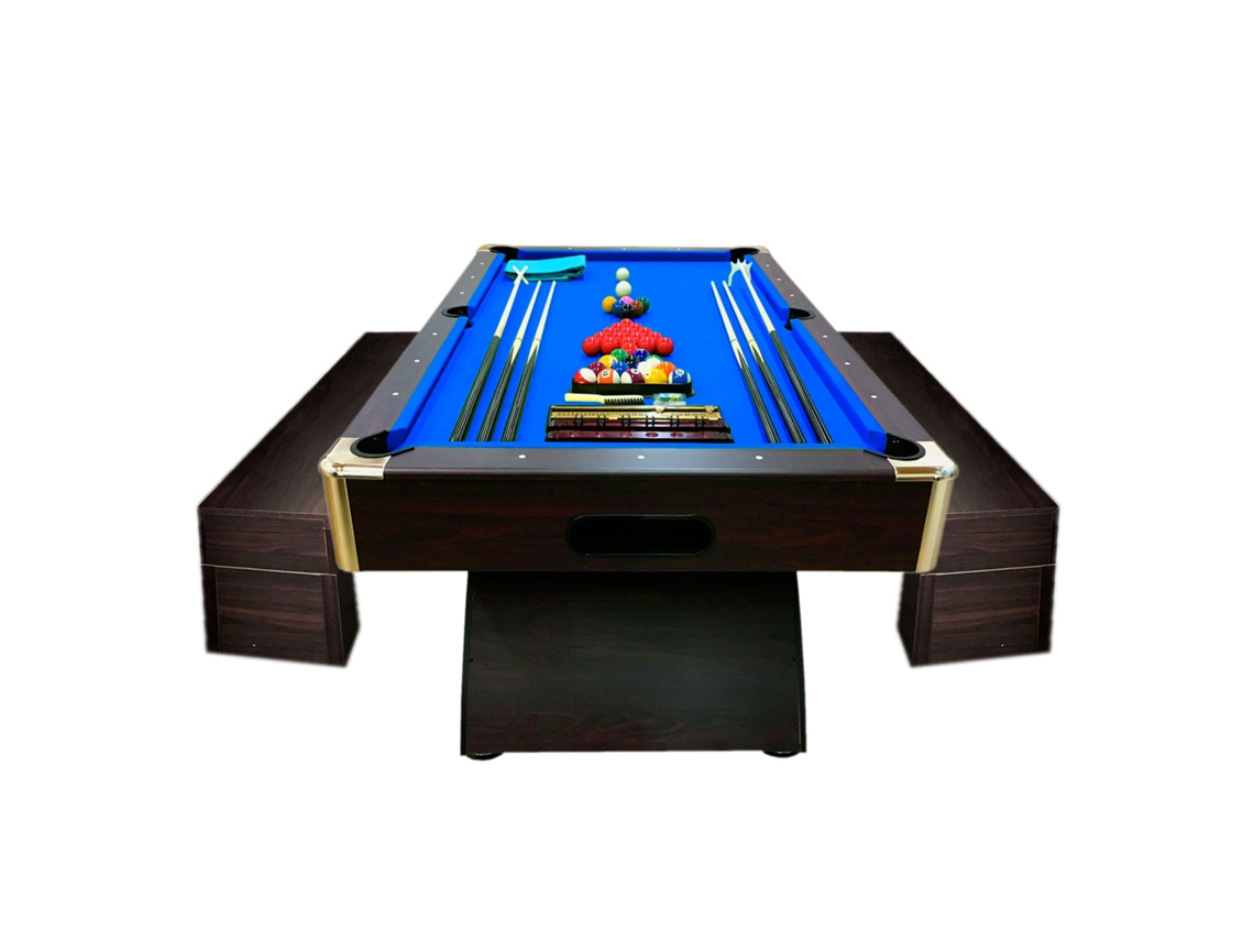 Mesa de billar moderna de 8 pies con bancos de almacenamiento – Thunder