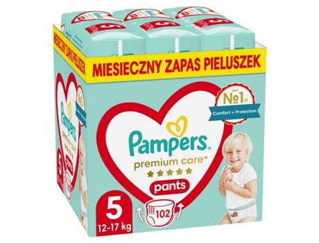 Pañales Desechables PAMPERS Premium 12-17 kg 5 (102 Unidades)