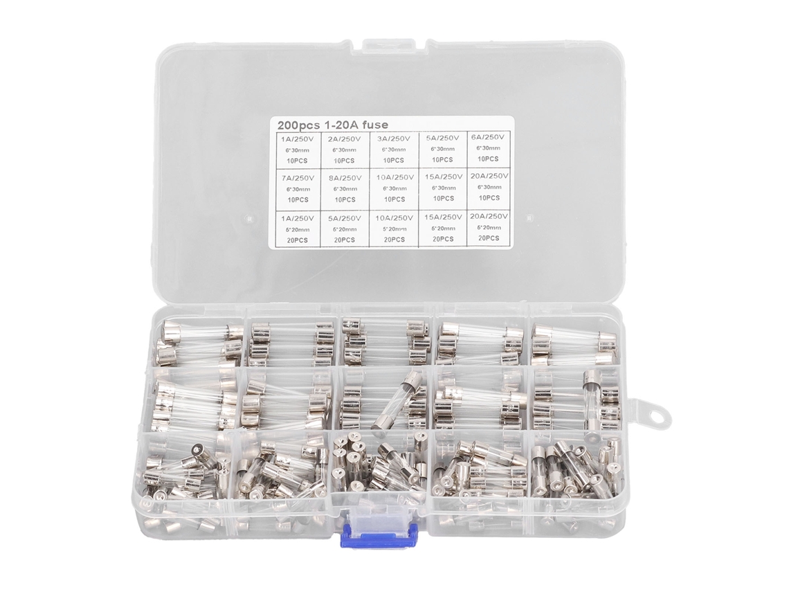 Kit 200 Piezas Fusibles De Vidrio Automotriz 5x20mm 6x30mm 250v Para Coche Rv Barco Camión
