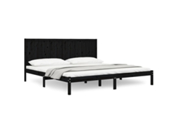 Maison Exclusive - Estructura De Cama De Madera Maciza De Pino Negra 200x200 Cm