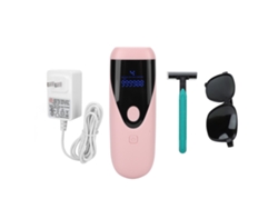 Aparelho de depilação IPL 2026 para uso doméstico e feminino, indolor, para braços e pernas, bivolt (100-240V), rosa e preto.