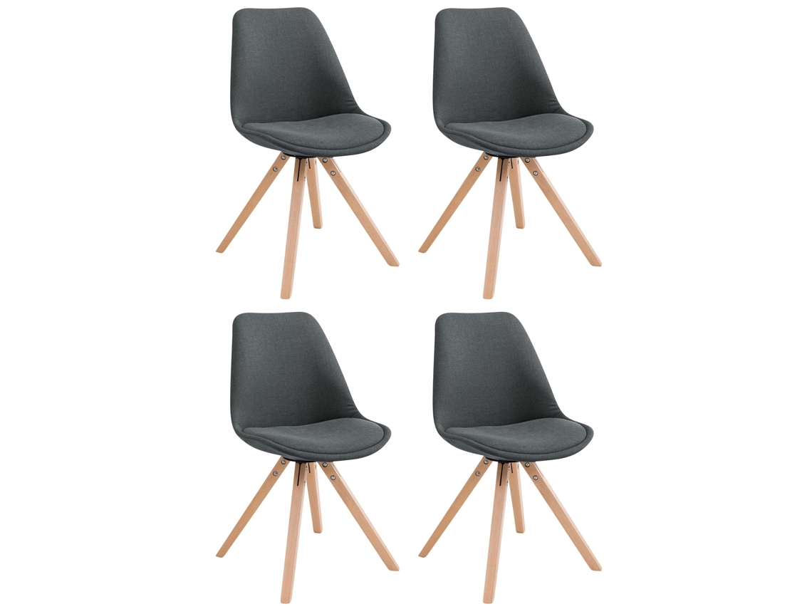 Juego de 4 sillas para invitados Toulouse Square tela gris oscuro/natura CLP