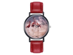 Reloj De Pulsera De Cuarzo Moderno Y Sencillo Con Correa De Piel Sintética Roja.