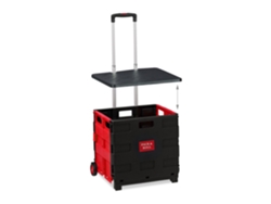 Relaxdays Carro De Compra Plegable, Para 35 Kg, 50 Litros, Asa Telescópica, Carrito Transporte, 2 Ruedas, Rojo Y Negro