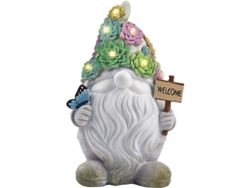 Estatuas De Gnomos De Jardín Con Luces Solares, 10 Led Blancos Cálidos, Artículo Decorativo Para Exteriores.